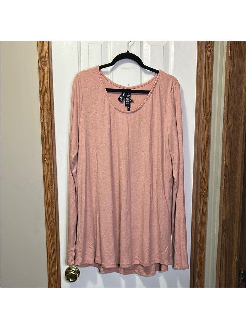 Agnes & Dora Peach Ribbed Long Sleeve Relaxed Tunic